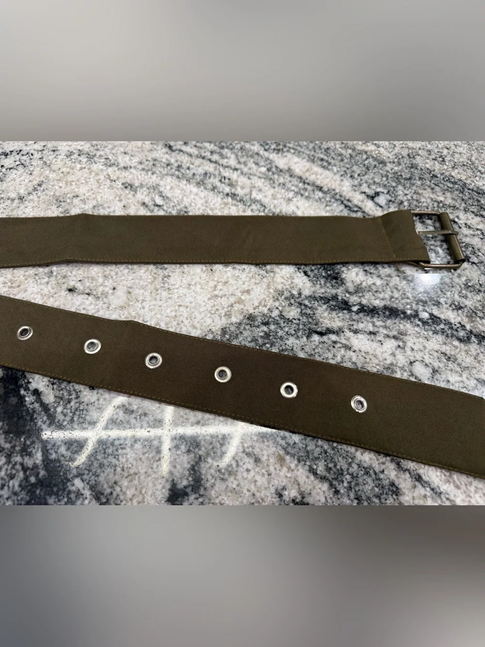 NWOT Olive Green Canvas Belt with Metal Eyelets S
